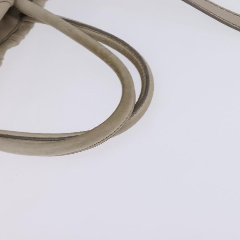 PRADA Gathered Hand Bag Leather 2way Beige Gold Auth BA5654 - Picture 7 of 16